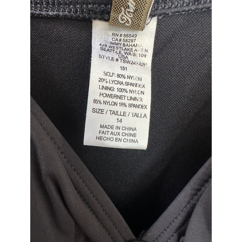 Tommy Bahama Womens Black Ruched One Piece Swimsuit Tummy Control Size 14 - Picture 9 of 14